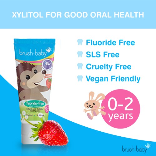 Brush-Baby Baby Non-Fluoride Strawberry Toothpaste (0-2 Years old) - Bundle of 2pcs